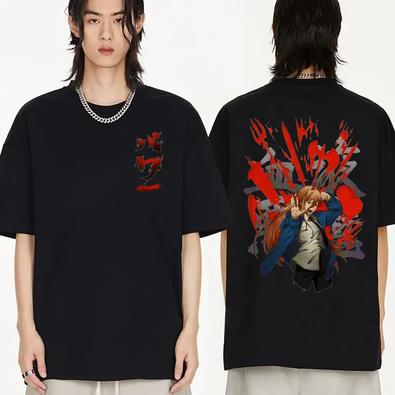 

Anime Chainsaw Man Graphic T Shirt Makima Power Denji Manga Print T-shirt Men Women Oversized Short Sleeve Tee Shirt Streetwear