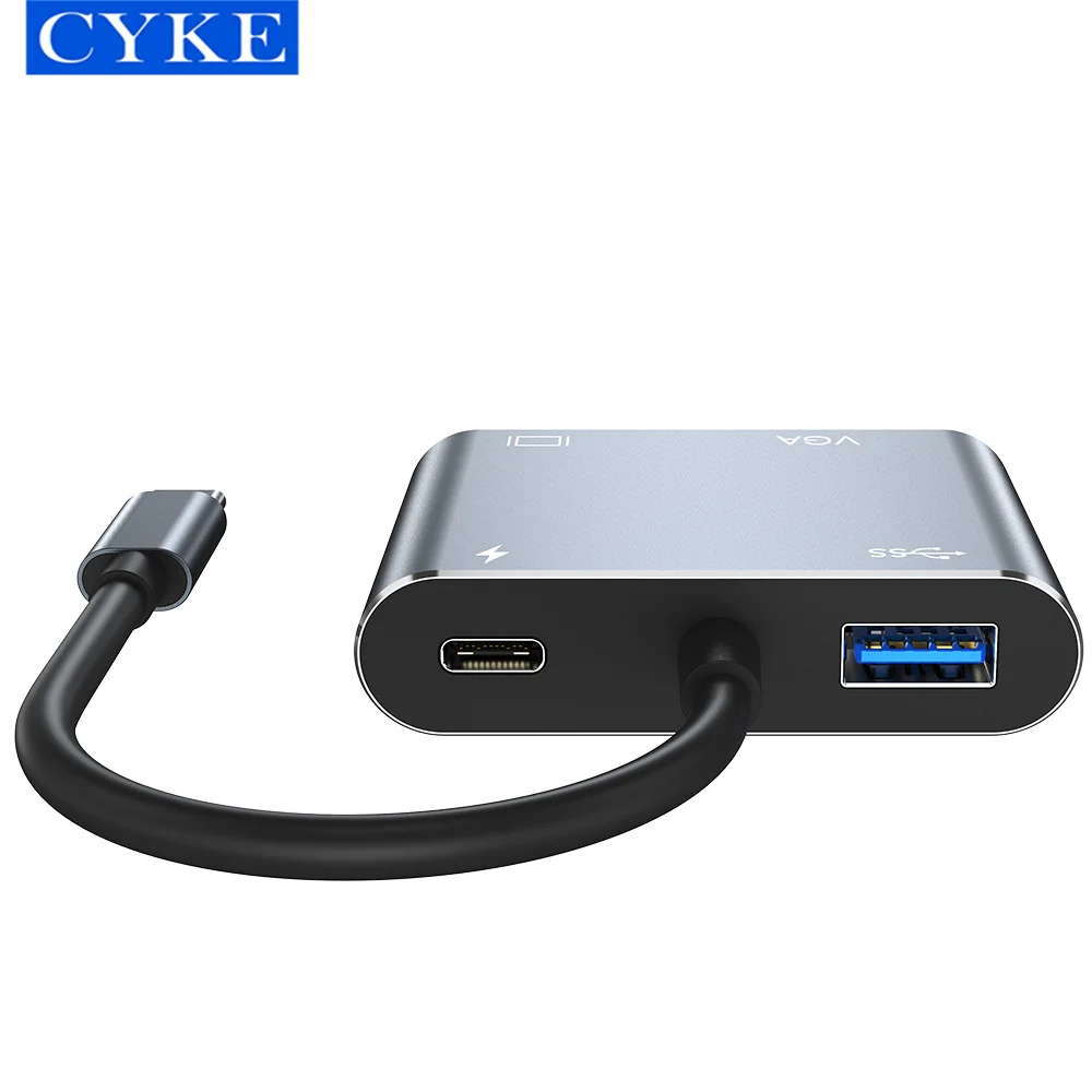Видеовыход CYKE 4K 4 в 1 USB C к VGA HD-MI Платная док-станция Type-c Тип 4-портовый