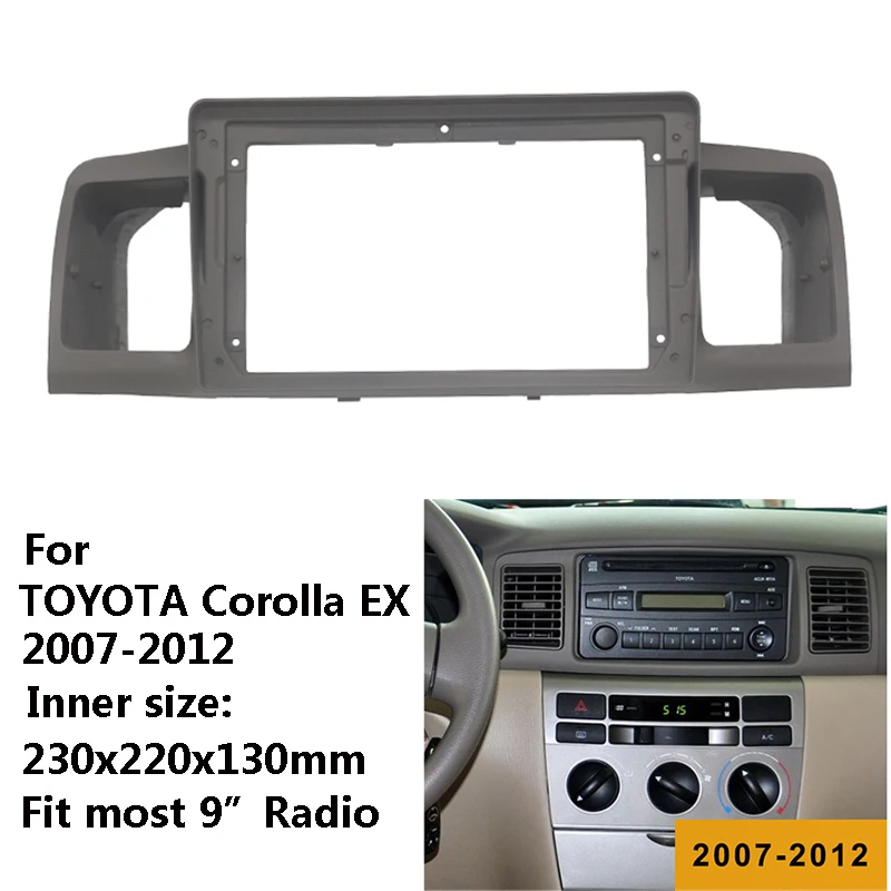 

9-дюймовая 2 Din Автомобильная радиоустановка Fascia Для TOYOTA Corolla EX 2007-2017, автомобильная стереопанель, монтажная Лицевая панель, рамка, комплект д...