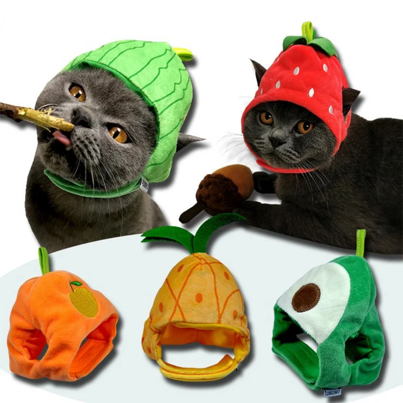 

Костюм для домашних животных, аксессуары для косплея, забавная фруктовая шляпа для кошек и маленьких/средних собак M68E