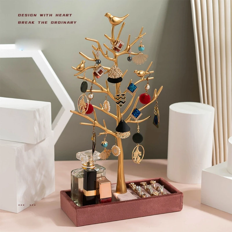 649D Tree-shaped Jewelry Display Stand Ring Groove Base Hanger Make-up Jewelry Storage Box for ladies and Girls