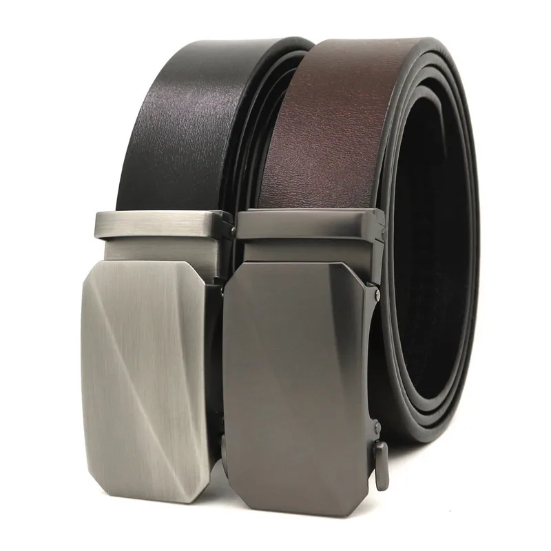 Lanny Qveen New men's automatic belt genuine leather belt For Men retro two layer cowhide High Quality