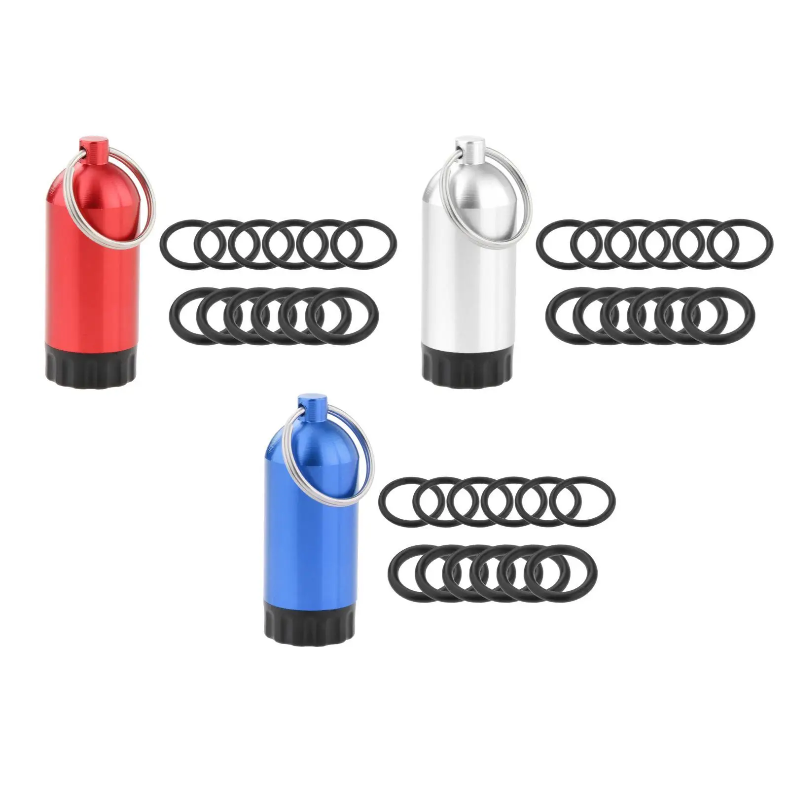 

Scuba Diving Mini Tank, Key Ring with O-Rings Cylinder Storage Bottle Repair Kit