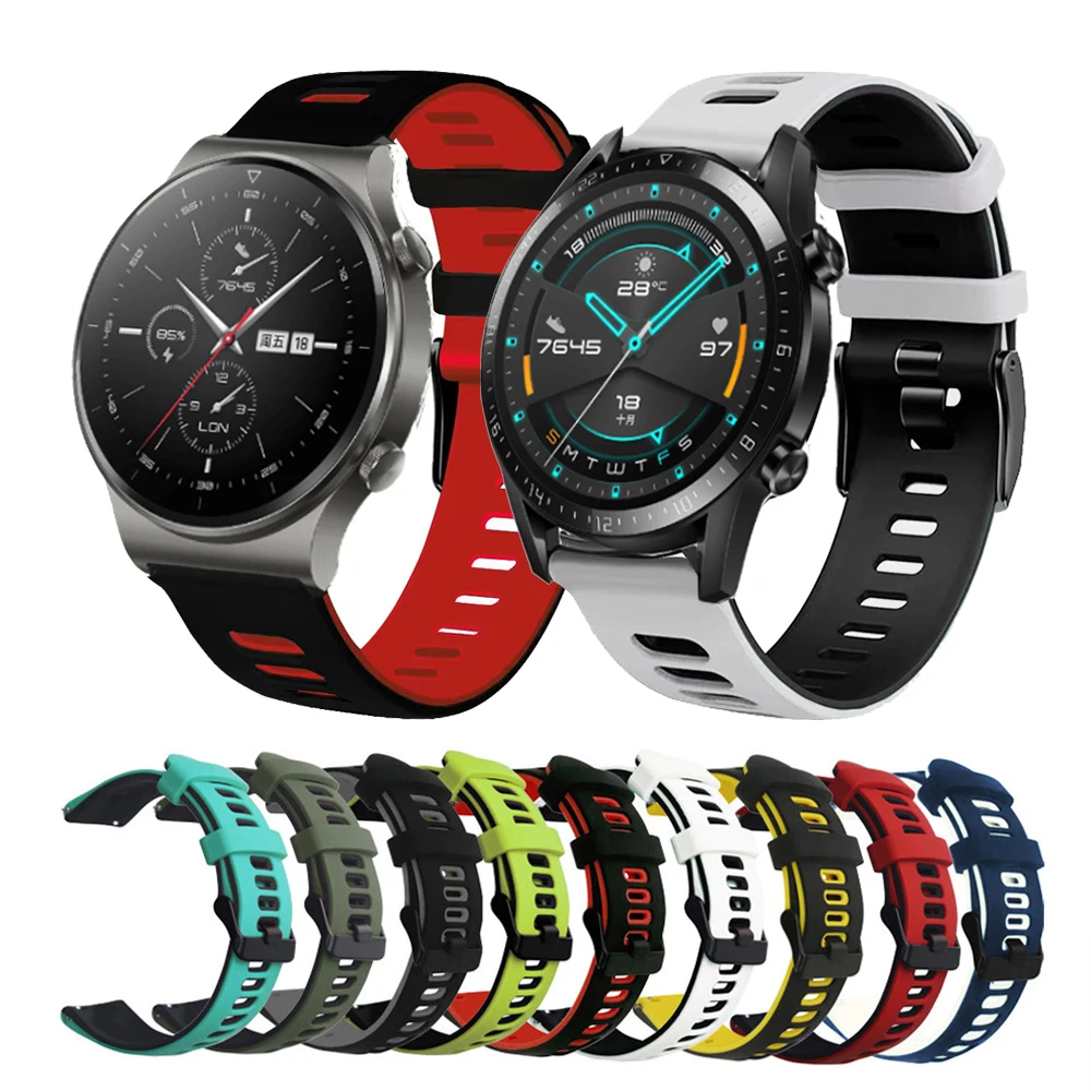 

Ремешок силиконовый спортивный для Huawei GT 2, быстросъемный браслет для Huawei GT 2 Pro/GT 2E/Honor Magic 2, 20 мм 22 мм 42 мм 46 мм
