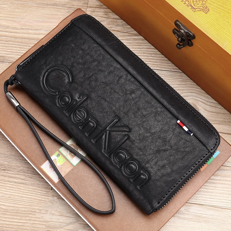 

Genuine Leather Men's Wallet Clutch Bag Mobile phone bag Long Wallets alloy Zipper Large Capacity Business Casual Male Purses