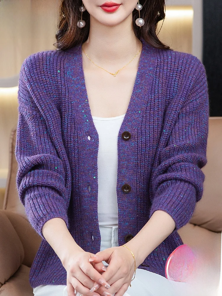 00 Женский кардиган из чистой шерсти весна/осень/зима 2024 новый свитер ангоры с