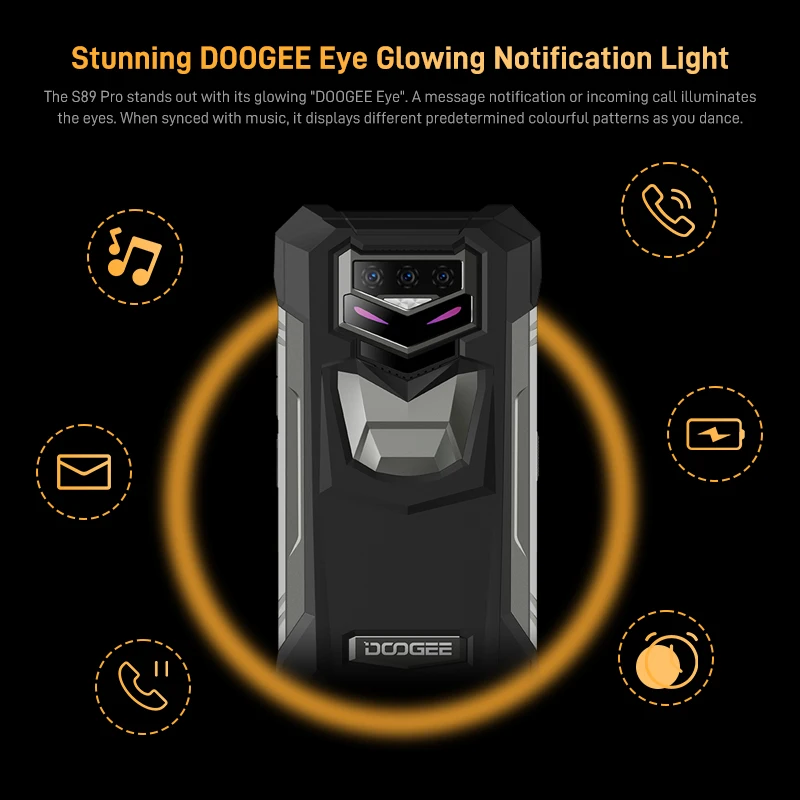 World Premiere DOOGEE S89 Pro Rugged Phone 12000mAh Large Battery Smartphone Helio P90 64MP Camera Phone 8GB+256GB NFC Phone 65W
