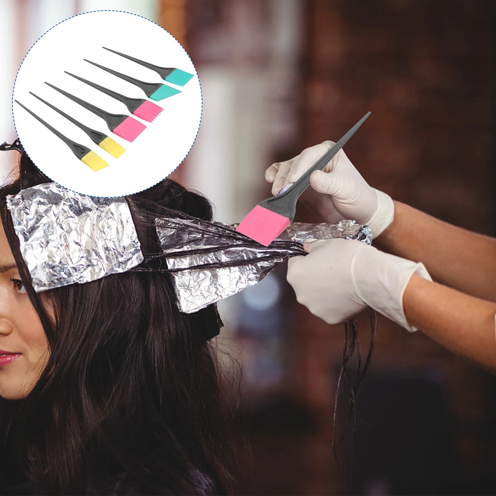 

6pcs Silicone Hair Dyeing Brush Hair Coloring Tinting Scraping Plate Brush Applicator for Barber Hair Salon ( )
