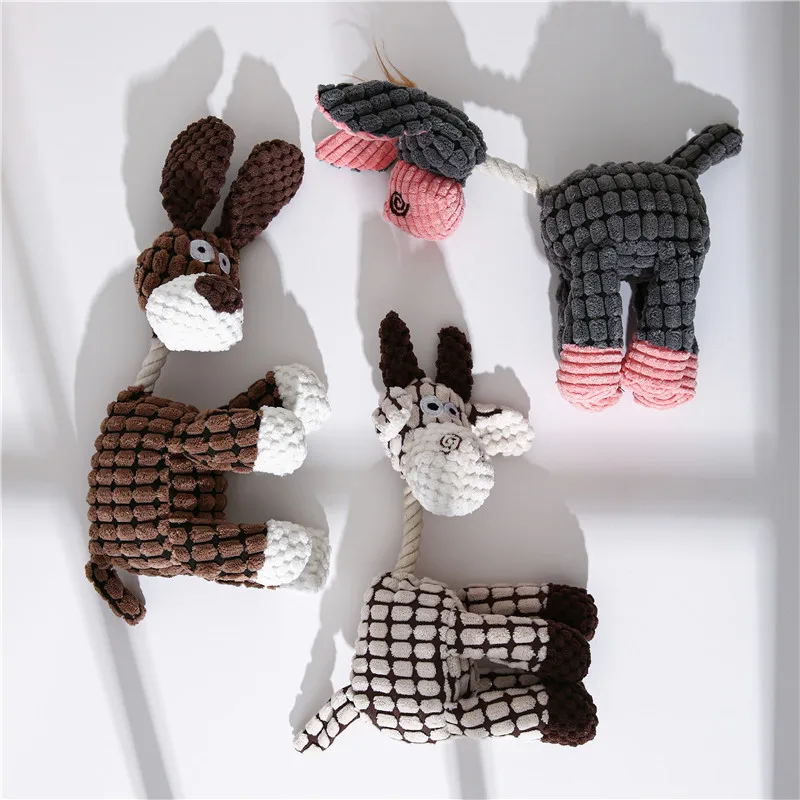 Corduroy Dog Puppy Toys for Small Large Dogs Animal Shape Plush Squeaky Cleaning Chew Bite Resistant Toy Pets Accessories |