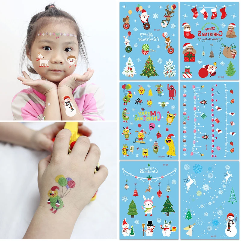 VeeCharm-Рождественские Временные татуировки для детей праздничные с