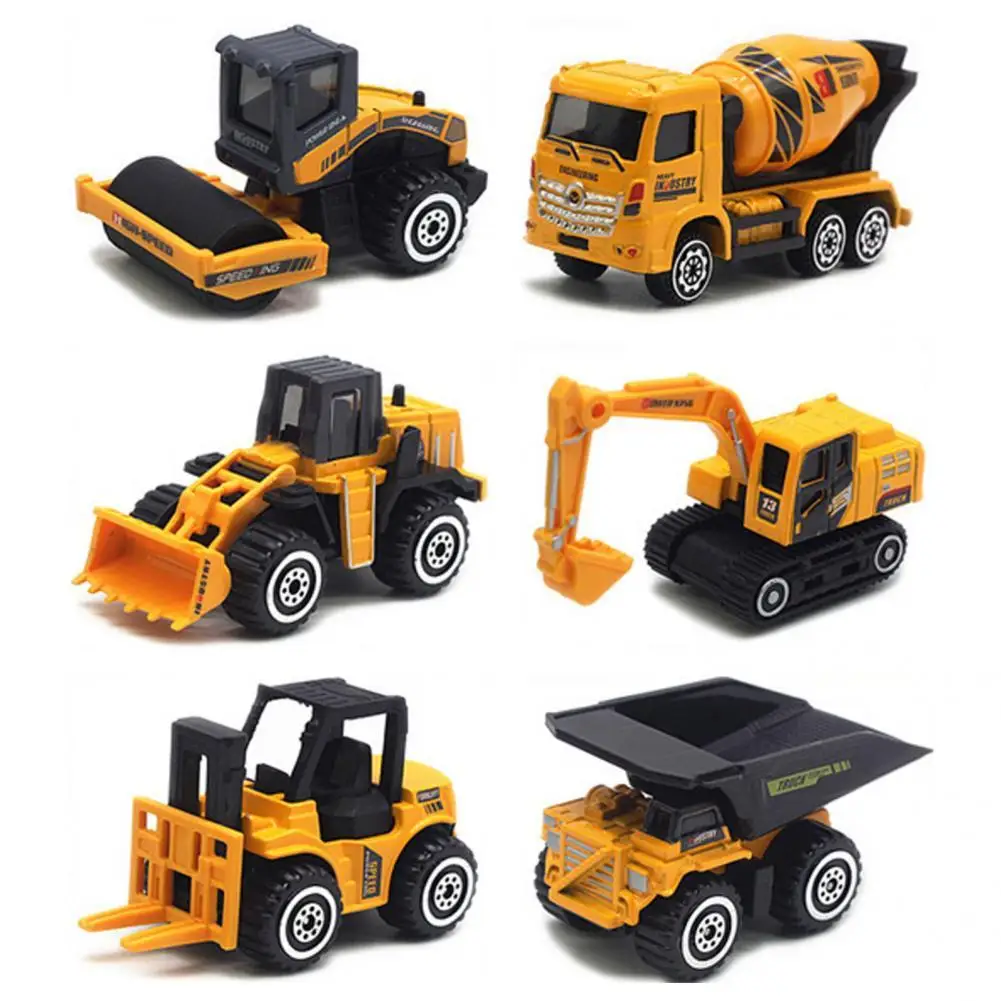 

6Pcs Police Car Model Creative 1/58 Scale Shockproof for Interactive Play Fire Truck Model Engineering Vehicle