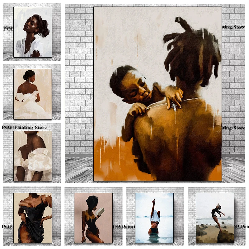 Плакат на холсте с изображением афроамериканской женщины в стиле бохо