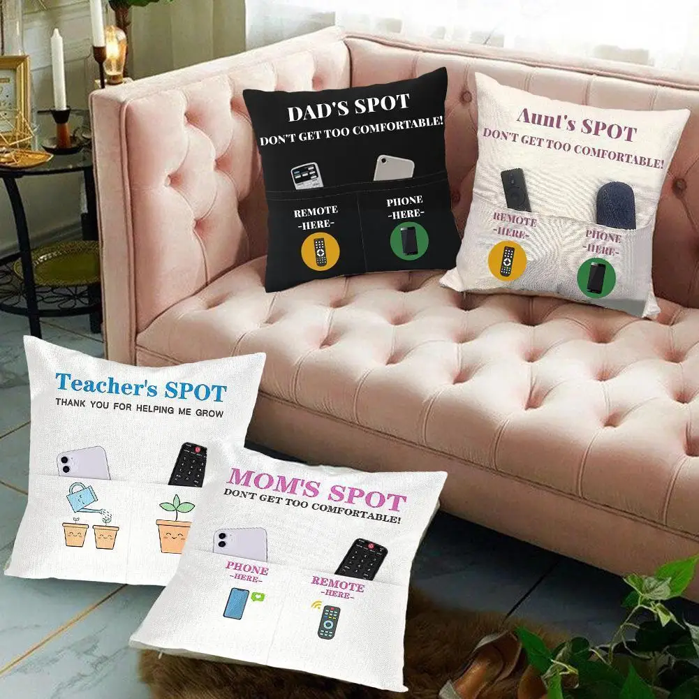 

New Remote Control Linen Sofa Pillow Home Decor Pillow Glasses Chair Pocket Bed Mobile Sofa Pillow Cover Storage P G9m6