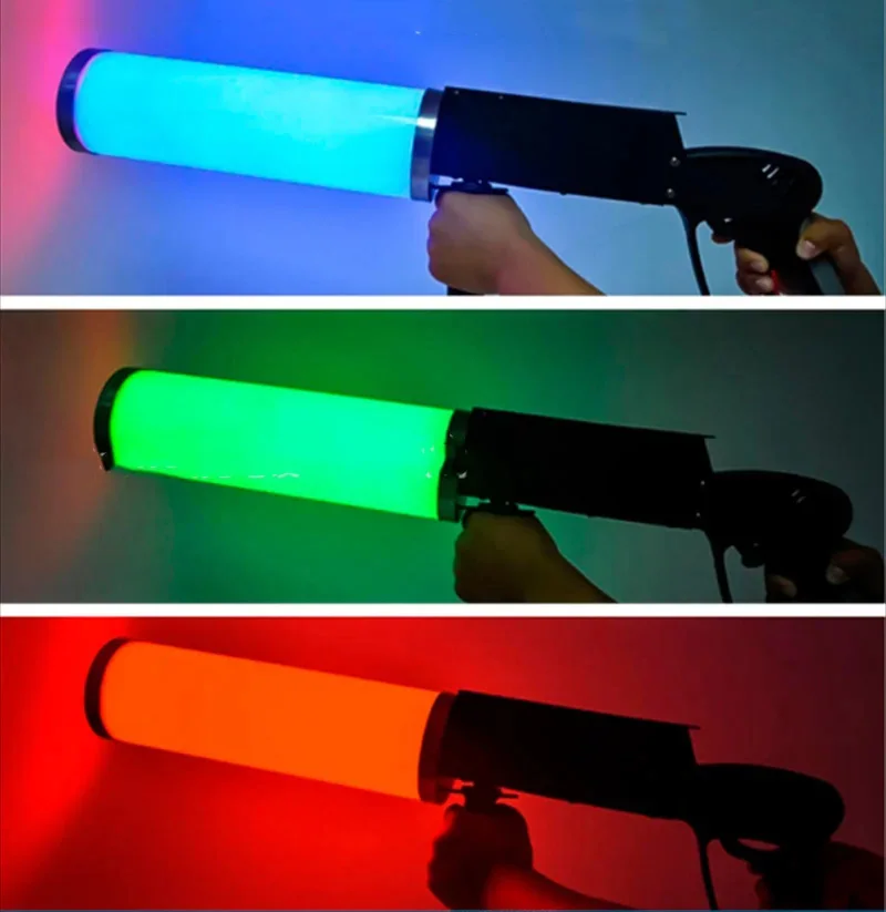 Фото Ручной RGB LED CO2-генератор тумана, профессиональная дымовая пушка для диджеев, ночных клубов и сценических выступлений, инструмент для создания дымовых эффектов №2