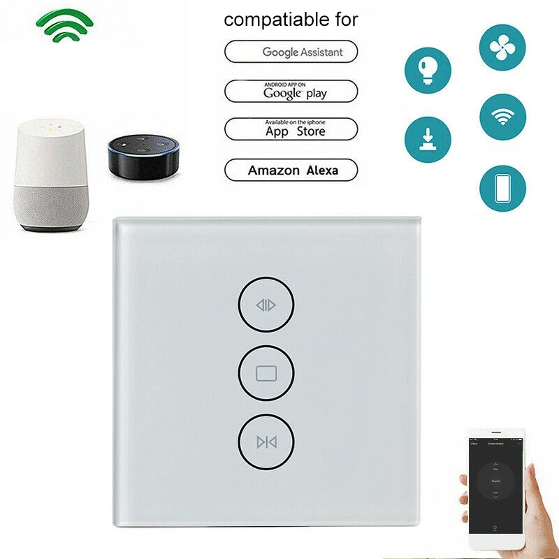 86 мм Wi-Fi умный переключатель для штор с дистанционным управлением рольставней