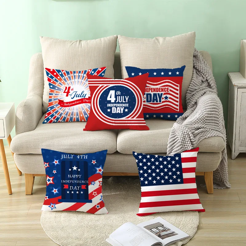

Independence Day Pillow Cover Single sided Office Cushion Cover Living Room Pillow Cover Waist Pillow Cover