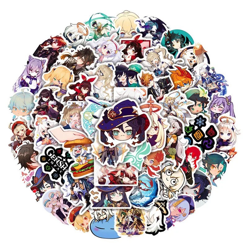 

Genshin Impact 100 Pcs/Set Graffiti Sticker Anime Game Notebook Bicycle Refrigerator Skate Waterproof Children's Sticker