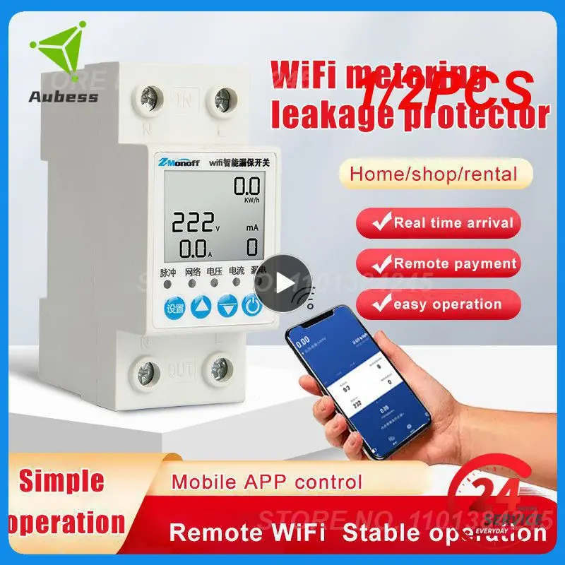 

1/2PCS WiFi Energy Meter Smart Switch Over Under Voltage Protection Residual current protection Remote control by Tuya APP