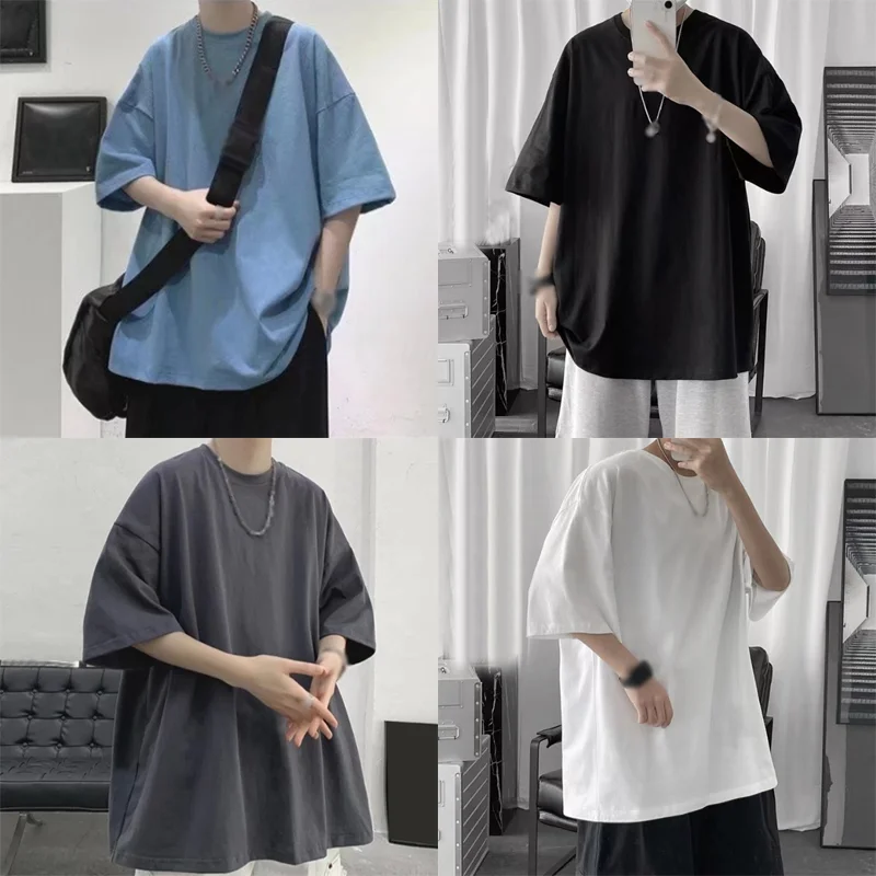 

New Solid Short Sleeve Loose Men's Shirt
