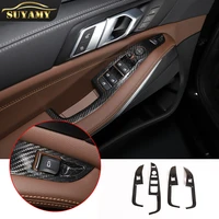 real carbon fiber style car window glass lifting buttons frame trim for bmw x5 g05 x7 g07 2019 2022 auto interior accessories