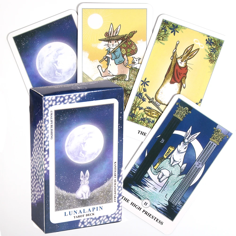 Уникальная колода Lunalapin Tarot, колода Таро Indie для начинающих, колода карт Таро С электронной книгой, милый кролик, Кролик, Кролик, луна