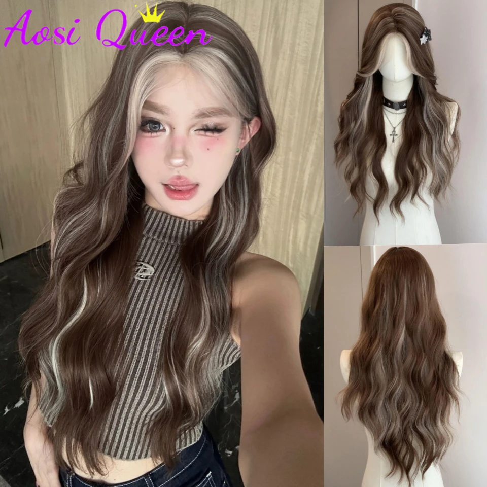 Синтетический парик AosiQueen коричневый блонд | AliExpress