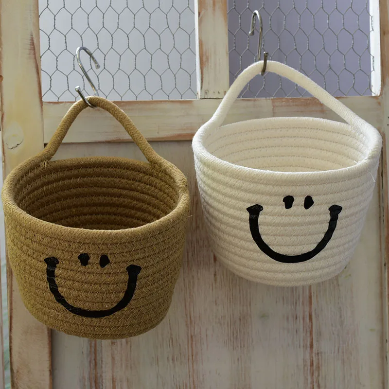 

Smile Ins Wind Storage Basket Cosmetic Desktop Wall Hangable Woven Rattan Basket Storage Box Storage Basket Storage Basket