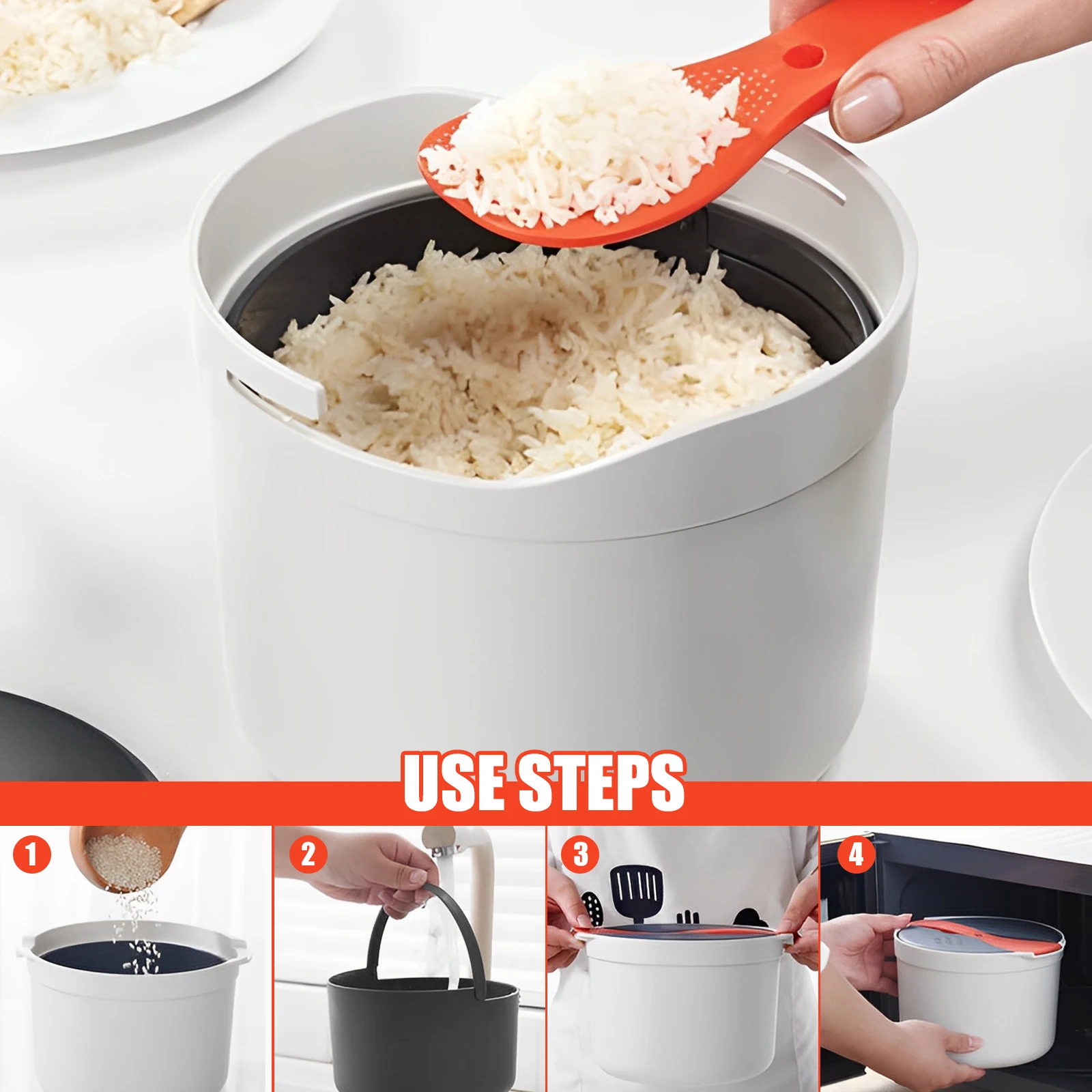 Рисоварка микроволновая 2 л термостойкая из пищевого полипропилена