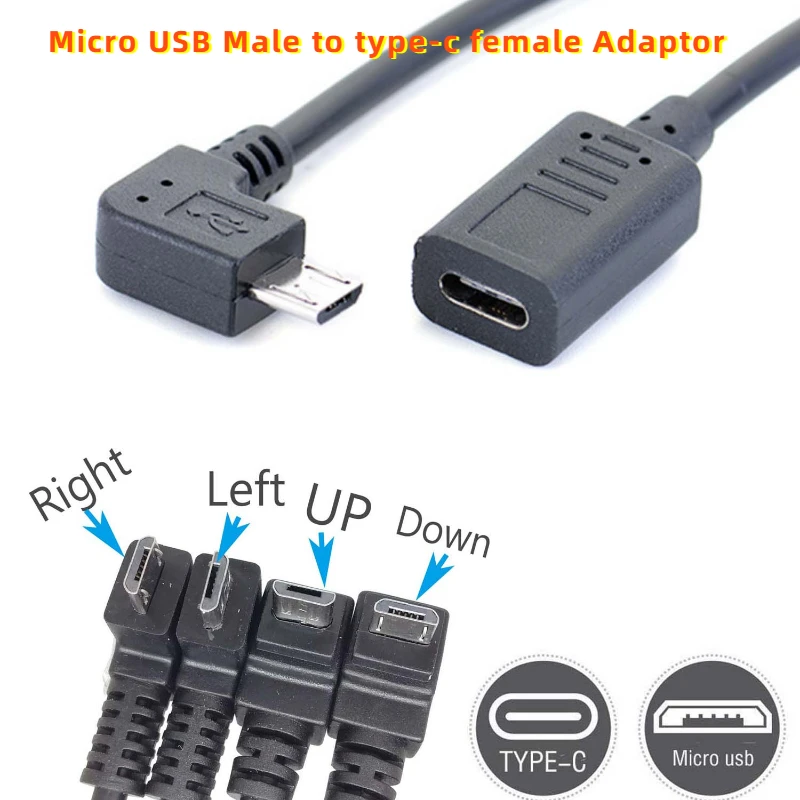 

30 см 90 градусов вверх вниз левый правый угол Type-C разъем Micro USB зарядка данных Otg Зарядное устройство преобразователь адаптер Шнур кабель