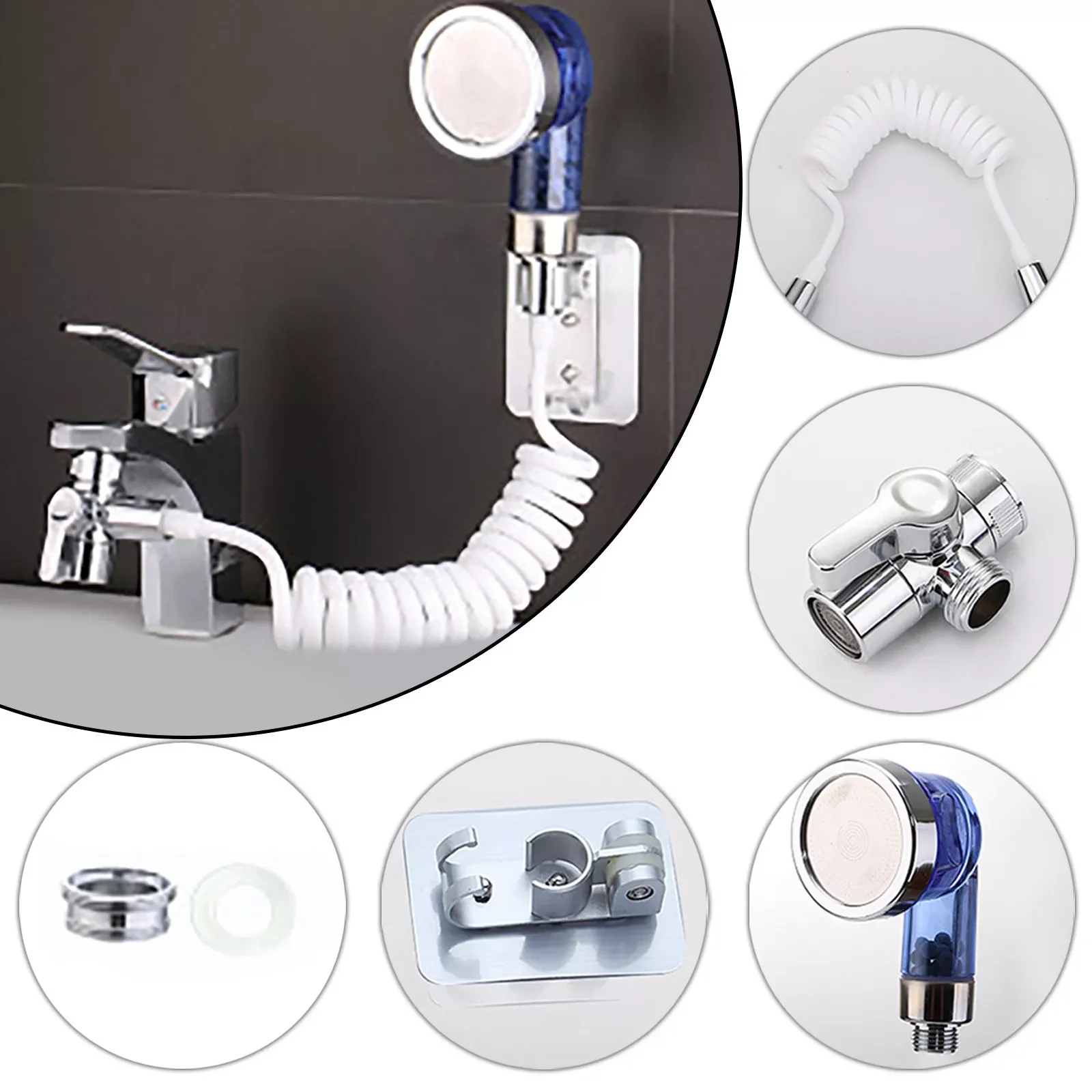 

1set Adjustable Faucet Extension Shower Set External Shampoo Artifact, Single Cut Diverter Rain Shower/Bathtub Faucet/Spray