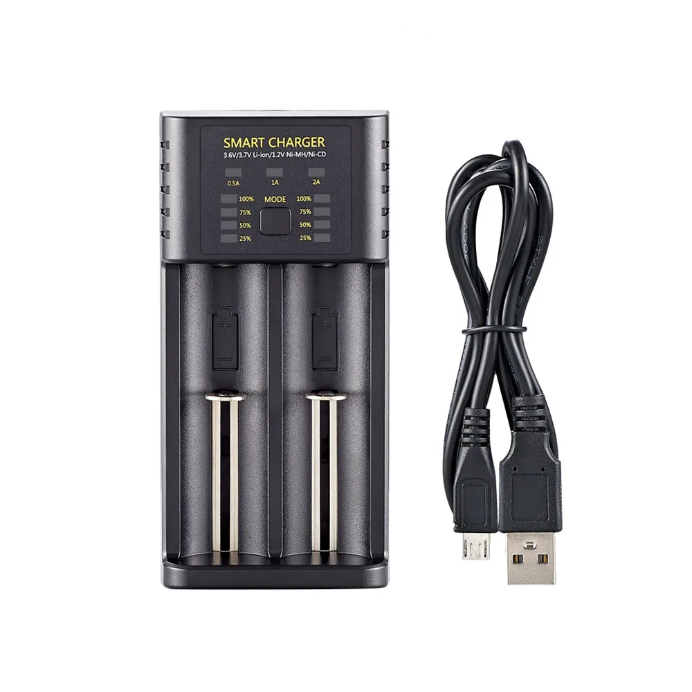 

Smart 18650 Lithium Battery Charger USB Dual Slot "AA" NIMH 1.2V Battery Charging Adjustable 2A High Current