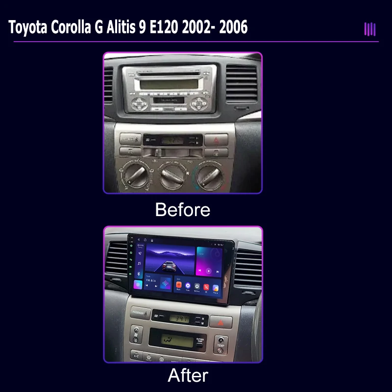 Автомагнитола roadivox Android для Toyota Corolla G Alitis 9 E120 2002 2006 GPS-навигация видео