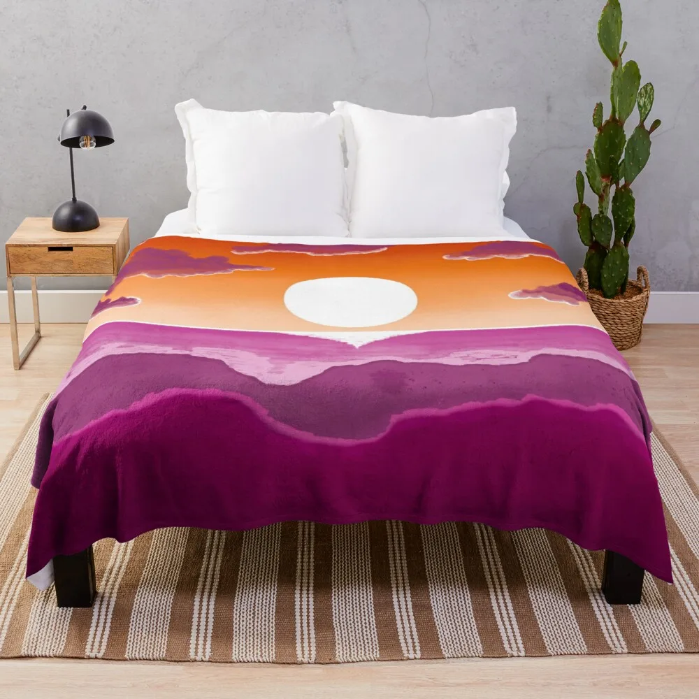 

subtle stealth lesbian sunset flag - subtle lgbt flag design Throw Blanket Fluffy Blankets Large