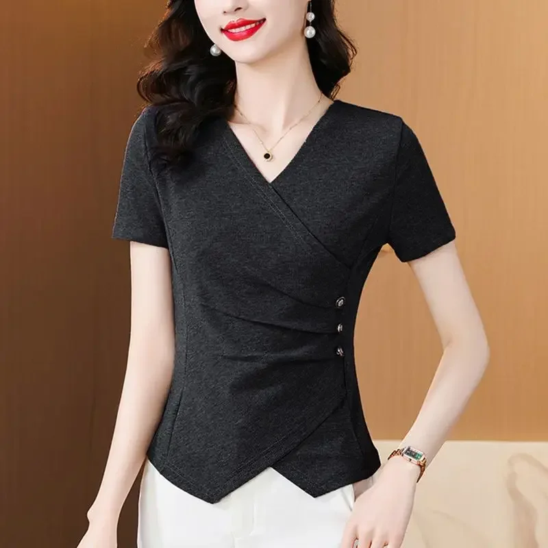 Новая летняя женская одежда футболки с короткими рукавами нестандартной формы