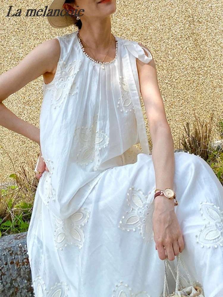 Блузка женская с цветочной вышивкой элегантный Шикарный белый топ без рукавов