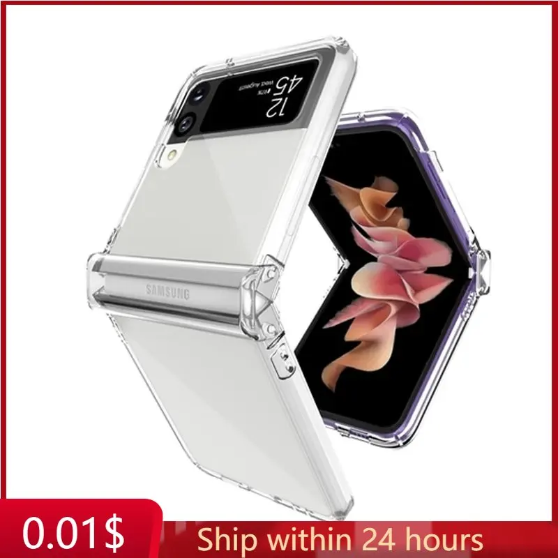 

for Samsung Galaxy Z Flip 3 Z Flip 4 5 Ultra Clear Phone Case Cover Hard PC Hinge Cover for Galaxy Z Flip 5 4 Bumper Back Shells