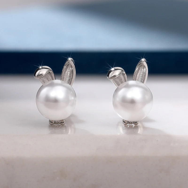 

Cute Rabbit Ear Imitation Pearl Stud Earrings For Women Engagement Wedding Jewelry Accessories Girl Gift Fashion Women Earrings