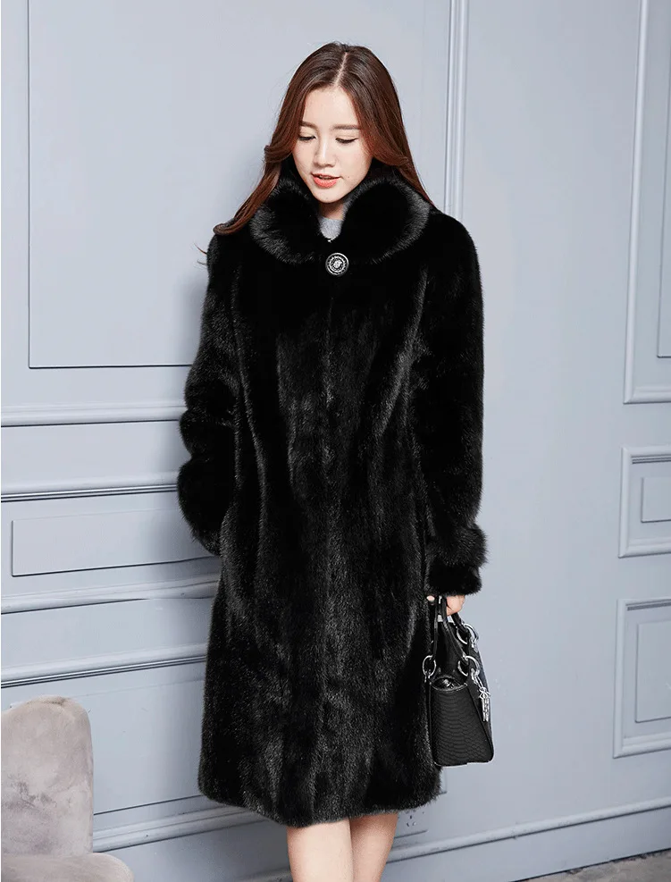 2022 new faux fur coat Women's whole Sable Cashmere Long Faux fur lapel Plus size