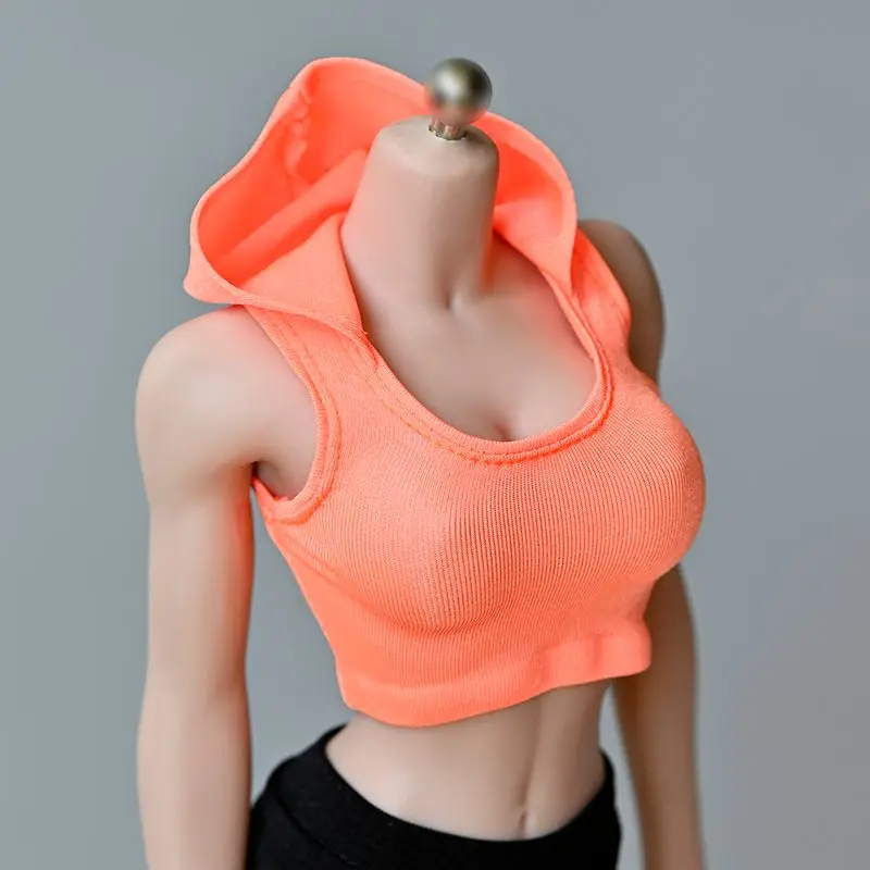 

Женский жилет Phicen в масштабе 1/6, одежда, Сексуальная футболка без рукавов с капюшоном, модель для женского тела 12 дюймов, экшн-фигурки, аксесс...