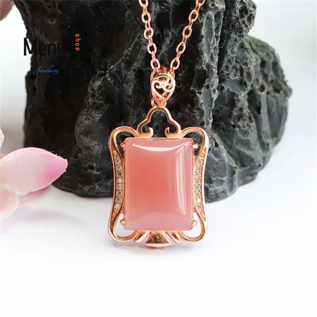 

Natural S925 Silver Inlaid Yanyuan Agate Square Matte Pendant Necklace Simple Personality Exquisite Fashion Women Fine Jewelry