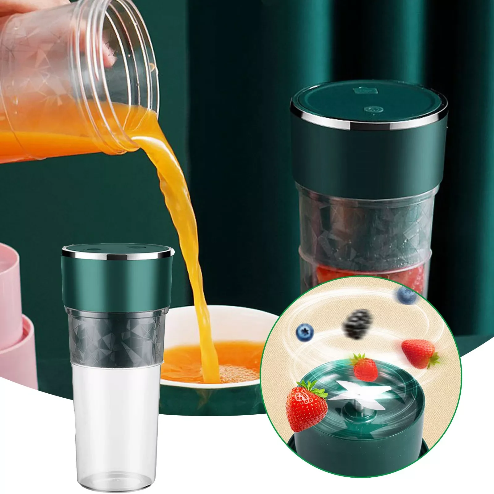 

Portable USB Two Blades Juicer Smoothie Mini Food Processor 2 Blades Easy To Use Kitchen Tool Gadget Accessories