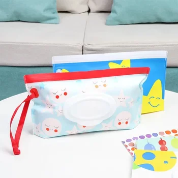 Portable EVA Baby Wipes Case Cartoon Reusable Wet Wipes Box Flip Cover Refillable Wipes Napkin Tissue Bag Case Holder Container