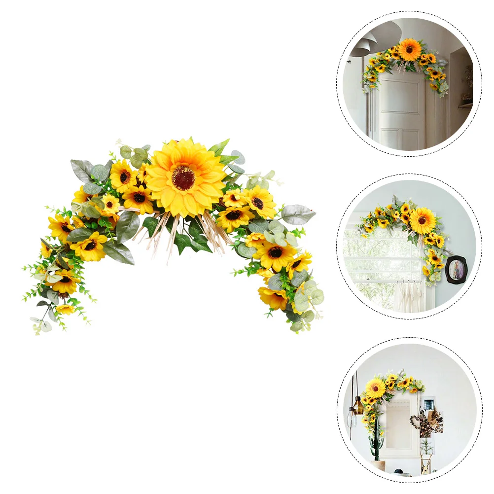 

1 Pc Artifical Sunflower Wreath Spring Sunflower Wreath Wedding Chair Flower Decor Fake Flower Vine Door Lintel Wreath