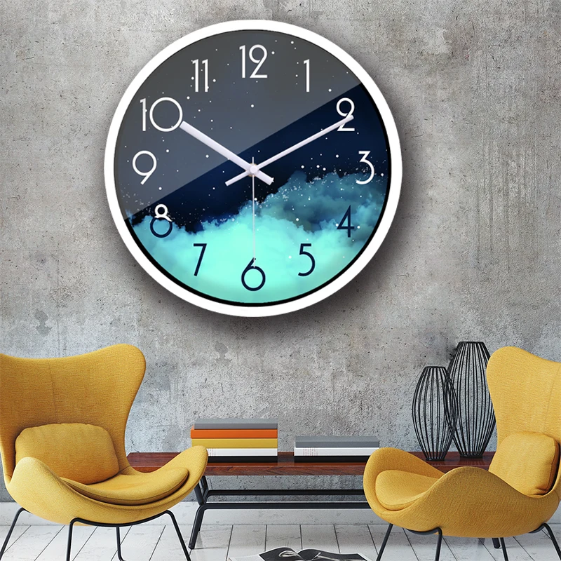 

Glass&Metal Silent Movement Wall Clock,Children Room Museum Theme Park Decorate WY72409