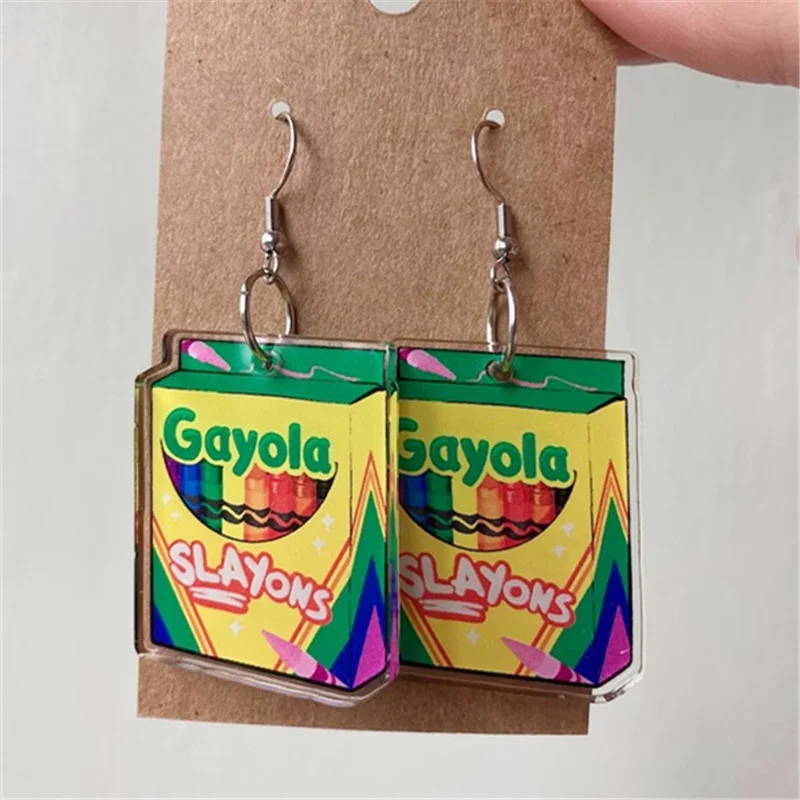 Gayola Slayons Acrylic Double-sided Printing Women's Earrings Crayon Earrings Personalized Painting Art Novel Unique Earrings