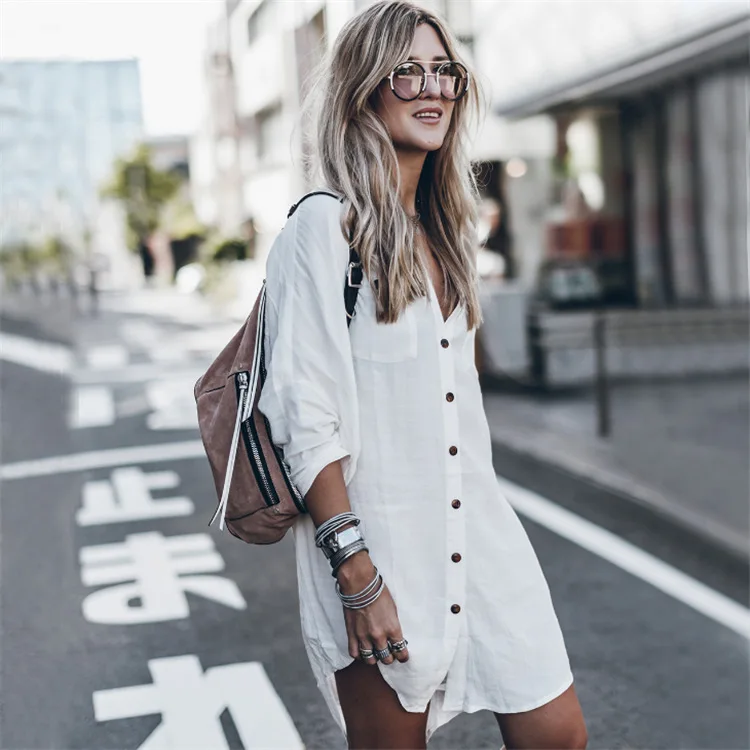 

2022 New Shirt-style Beach Coat Suntan for Vacation Bikini Top Cardigan Over Women's Swimsuit