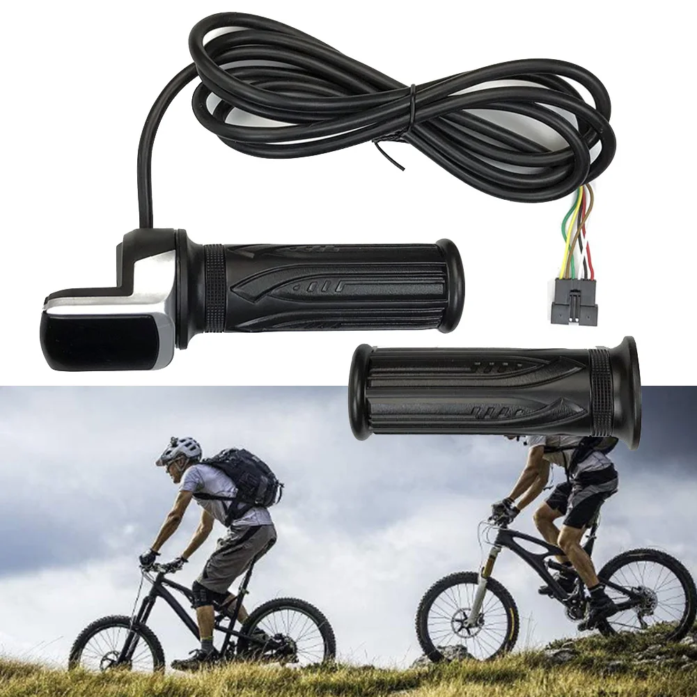 

1Pair 6 Wire Electric Bicycley Throttle Grip With LCD Display 48V Handlebar Grip Speed Control Handle Twisting Throttle Grip