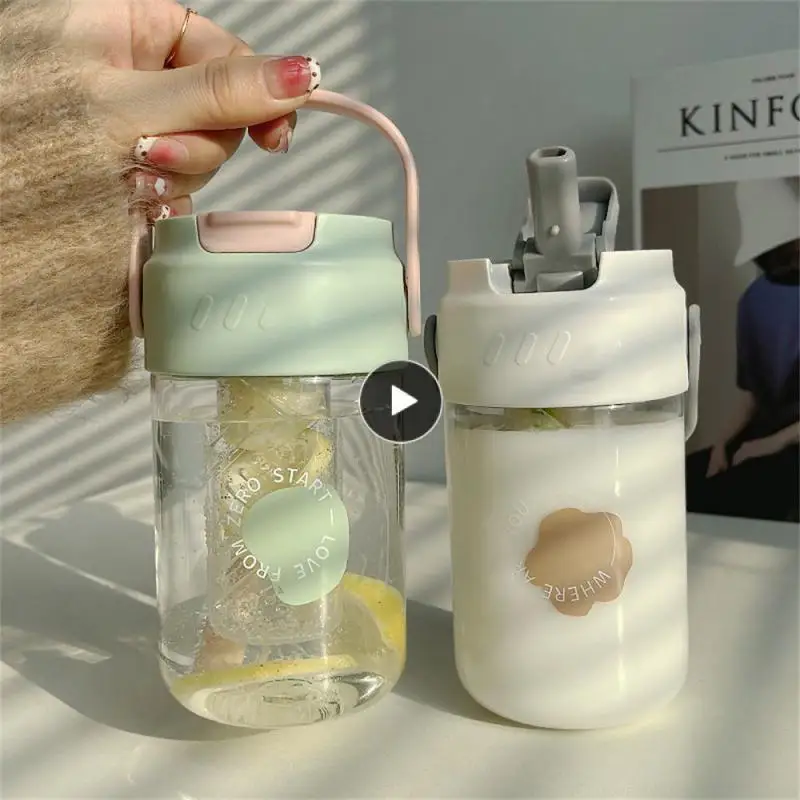 

Portable Teacup Straw Large Capacity Cup With Handle Simple Bubble Cup Drinkware Tea Water Separation Water Cup Movement Cup