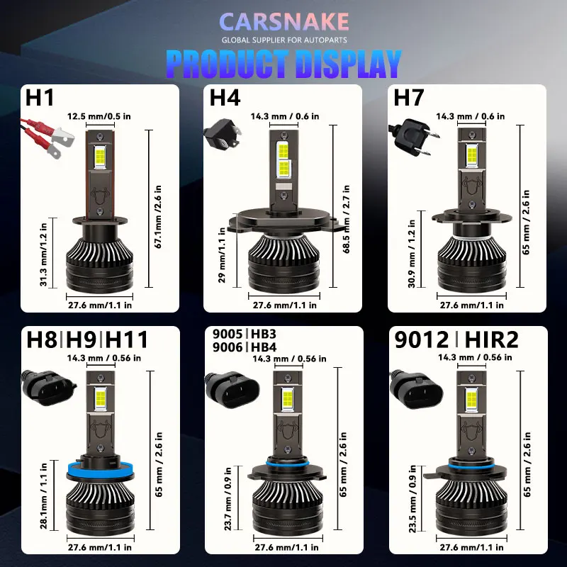 Carsnake Высокоинтенсивные Автомобильные Лампы Для Фар H1 H4 H7 H8 H9 H11 110 Вт 6000 К Canbus