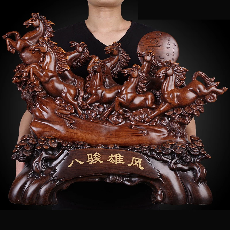 

Chinese Style Lucky Eight Horses Resin Auspicious Gifts Home Crafts Living Room Desk Ornaments Statue Creative Opening Gifts
